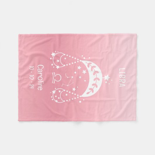 Couverture Polaire Libra Zodiac Star Nom de naissance Bébé rose (Devant (Horizontal))