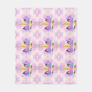 Couverture Polaire Licorne à l'aquarelle