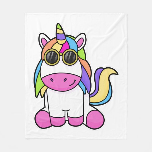 Couverture Polaire Licorne avec des lunettes de soleil (Devant)