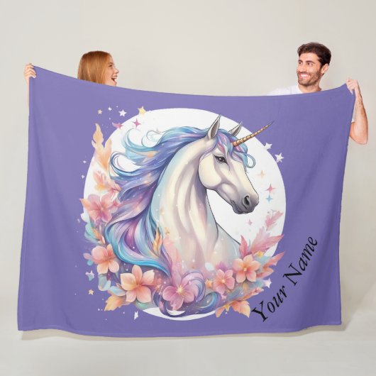 Couverture Polaire licorne, blanc, pâteux (En situation)