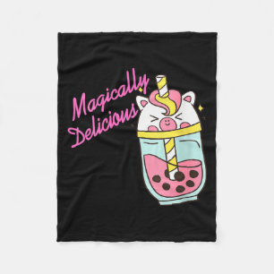 Couverture Polaire Licorne Boba Kawaii Bulles Magiquement Délicieuses