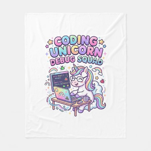 Couverture Polaire Licorne Coding Licorne Debug Squad Marché Charmant (Devant)