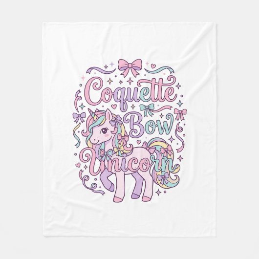 Couverture Polaire Licorne Coquette Bow Licorne Mignon Graphique Past (Devant)