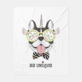 Couverture Polaire Licorne de bouledogue français (Devant)