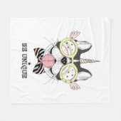 Couverture Polaire Licorne de bouledogue français (Devant (Horizontal))