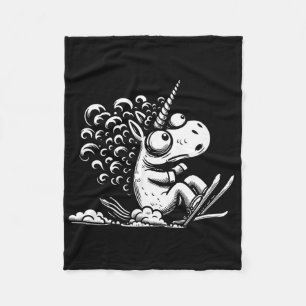 Couverture Polaire Licorne de ski drôle de pente de montagne enneigée