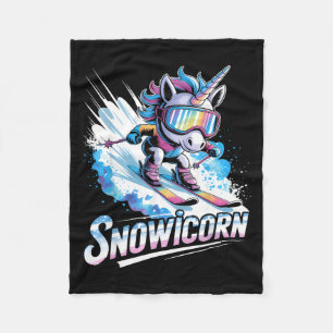 Couverture Polaire licorne de ski sport d'hiver skieur drôle de ski
