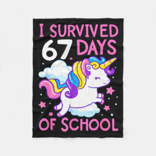 Couverture Polaire Licorne Drôle J'ai Survécu 67 Jours D'école Mème F
