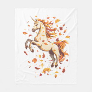 Couverture Polaire Licorne Feuilles d'Automne (1)