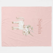 Couverture Polaire Licorne Fleurie Rose Pâle (Devant (Horizontal))