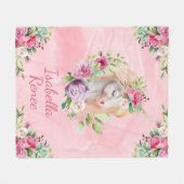 Couverture Polaire Licorne florale personnalisée d'aquarelle (Devant (Horizontal))