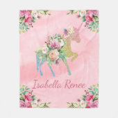 Couverture Polaire Licorne florale personnalisée de parties (Devant)