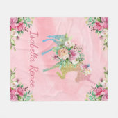 Couverture Polaire Licorne florale personnalisée de parties (Devant (Horizontal))