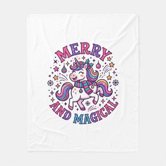 Couverture Polaire Licorne Joyeuse et Magique (Devant)