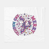 Couverture Polaire Licorne Joyeuse et Magique (Devant (Horizontal))