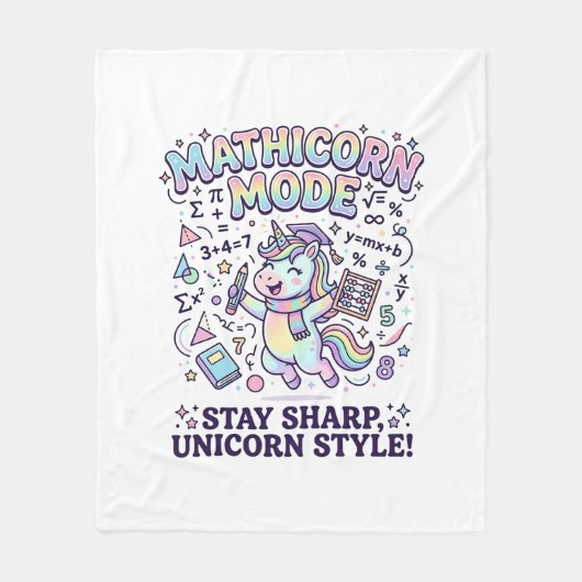 Couverture Polaire Licorne Mathicorne Mode Charmant Fond Blanc D (Devant)