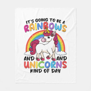 Couverture Polaire licorne mignonne arc-en-ciel drôle