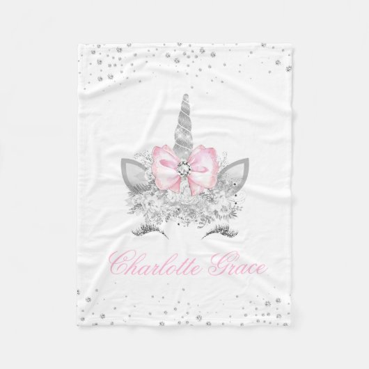 Couverture Polaire Licorne Rose Bébé Fille (Devant)