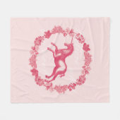 Couverture Polaire Licorne rose et fleurs (Devant (Horizontal))