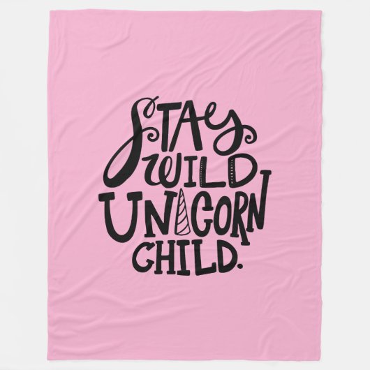 Couverture Polaire Licorne sauvage rose (Devant)