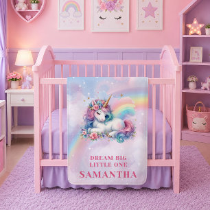 Couverture Polaire Licorne scintillante Couleurs pastel Fille Anniver