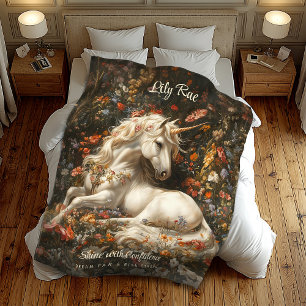 Couverture Polaire Licorne Whimsigoth Lunatique Forêt Fleurie Sombr