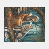 Couverture Polaire Lien pacifique : Femme autochtone et loup (Devant (Horizontal))