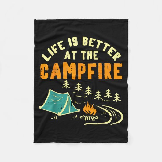 Couverture Polaire Life Better Campfire Camng Camper Boys Girl Kids M (Devant)