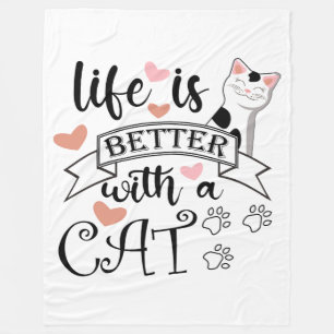 Couverture Polaire Life is Better With a Cat quote slogan