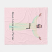 Couverture Polaire Lifesize Jesus Pink Blanket - Customisez-le (Devant (Horizontal))