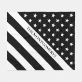 Couverture Polaire Ligne blanche mince nom de monogramme de drapeau (Devant (Horizontal))