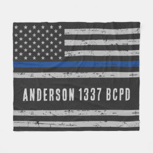 Couverture Polaire Ligne Bleue Mince - Drapeau Américain USA - Police