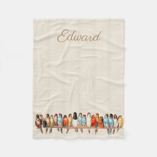 Couverture Polaire Ligne d'oiseaux et de colombes (Devant)