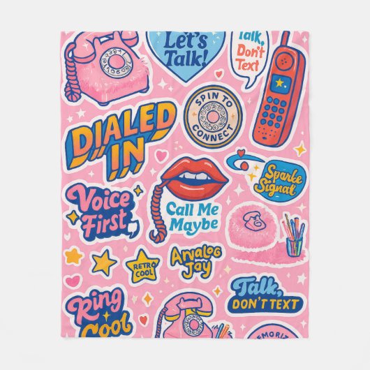 Couverture Polaire Ligne fixe rose mignonne lance téléphonique pour f (Devant)