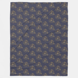 Couverture Polaire Ligne Monocycle Vieux Or Dessin Marine Bleu
