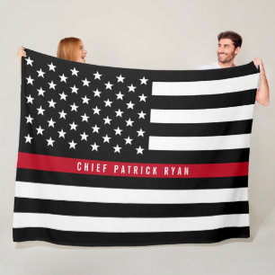 Couverture Polaire Ligne rouge mince monogramme de drapeau de