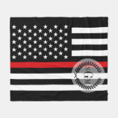 Couverture Polaire Ligne rouge mince monogramme de sapeur-pompier (Devant (Horizontal))