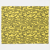 Couverture Polaire Lignes Abstraites 130318 - Noir sur #fff300 Jaune (Devant (Horizontal))