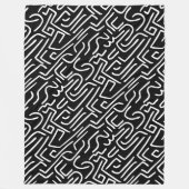 Couverture Polaire Lignes Abstraites 130318b) - Blanc sur noir (Devant)