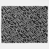 Couverture Polaire Lignes Abstraites 130318b) - Blanc sur noir (Devant (Horizontal))