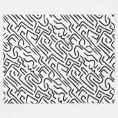Couverture Polaire Lignes Abstraites 130318b) - Noir sur blanc (Devant (Horizontal))