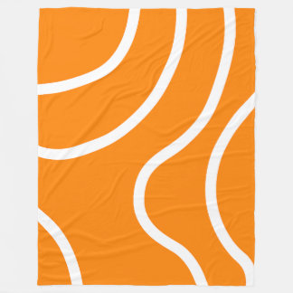 Couverture Polaire Lignes blanches abstraites minimalistes sur orange