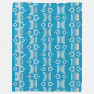 Couverture Polaire Lignes blanches Abstraites rétro sur Motif bleu