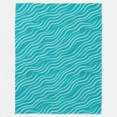 Couverture Polaire Lignes blanches ondulées sur un arrière - plan ble (Devant)