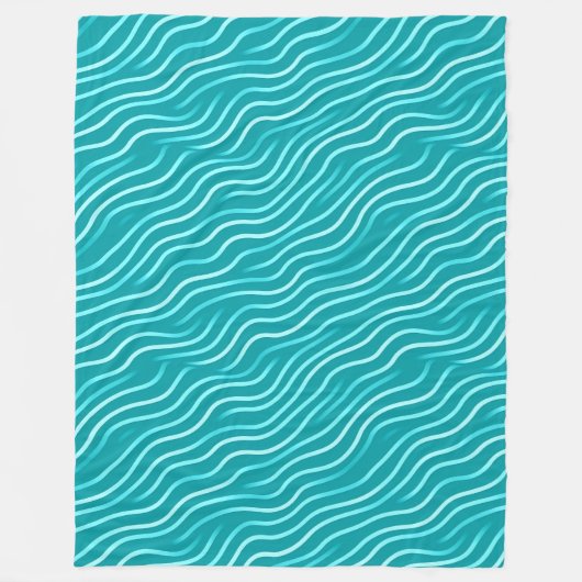 Couverture Polaire Lignes blanches ondulées sur un arrière - plan ble (Devant)