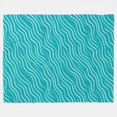 Couverture Polaire Lignes blanches ondulées sur un arrière - plan ble (Devant (Horizontal))