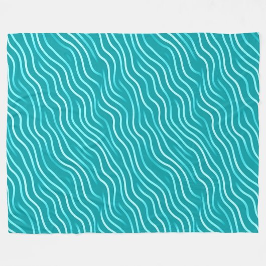 Couverture Polaire Lignes blanches ondulées sur un arrière - plan ble (Devant (Horizontal))