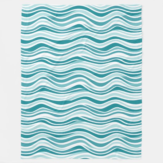 Couverture Polaire Lignes bleu clair / vert ondulé sur Arrière - plan (Devant)