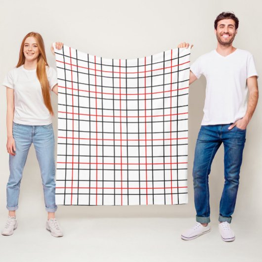 Couverture Polaire Lignes de grille noire rouge Conception de plis