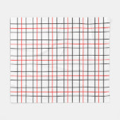 Couverture Polaire Lignes de grille noire rouge Conception de plis (Devant (Horizontal))